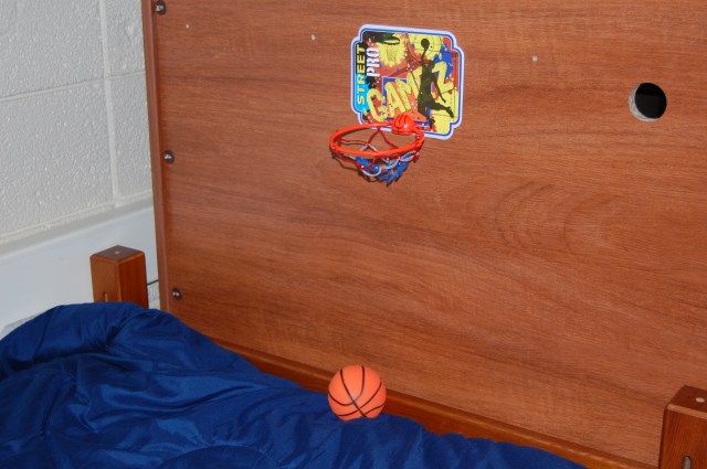 Mini hoop in my college dorm room. Photo by Katelyn Avery.